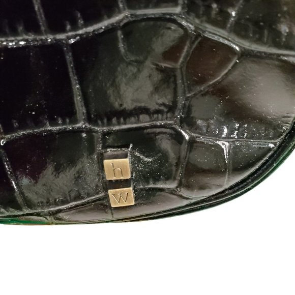 Helen Welsh Black Crocodile Embossed Leather Shoulder Bag W/ Dust Bag $398 NEW - Picture 6 of 10